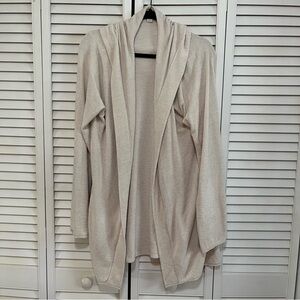 Barefoot Dreams Large Cream CozyChic Ultra Lite Hooded Cardi Cardigan